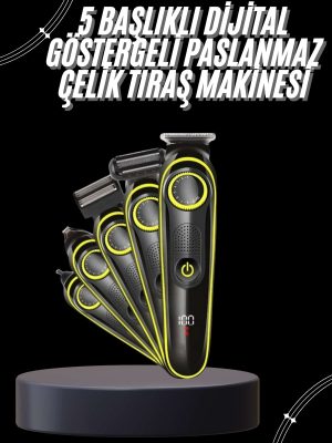 Unısex Çok Fonksiyonlu Bakım Seti Led Göstergeli Tıraş Makinesi Saç Sakal Vücut