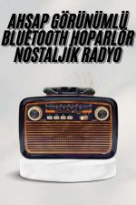 Bluetooth Hoparlör Ahşap Renk Vintage Işıklı Nostaljik Radyo Fm Ahşap Görünümlü