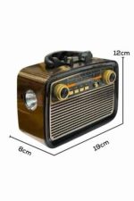 Nostaljik Görünümlü Ahşap Radyo TF SD USB Girişli Led Fener Işıklı - Görsel 5