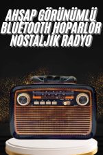 Nostaljik Görünümlü Ahşap Radyo TF SD USB Girişli Led Fener Işıklı