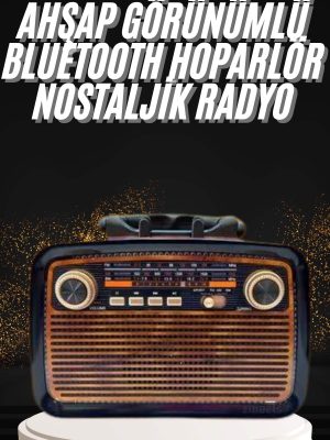 Nostaljik Görünümlü Ahşap Radyo TF SD USB Girişli Led Fener Işıklı