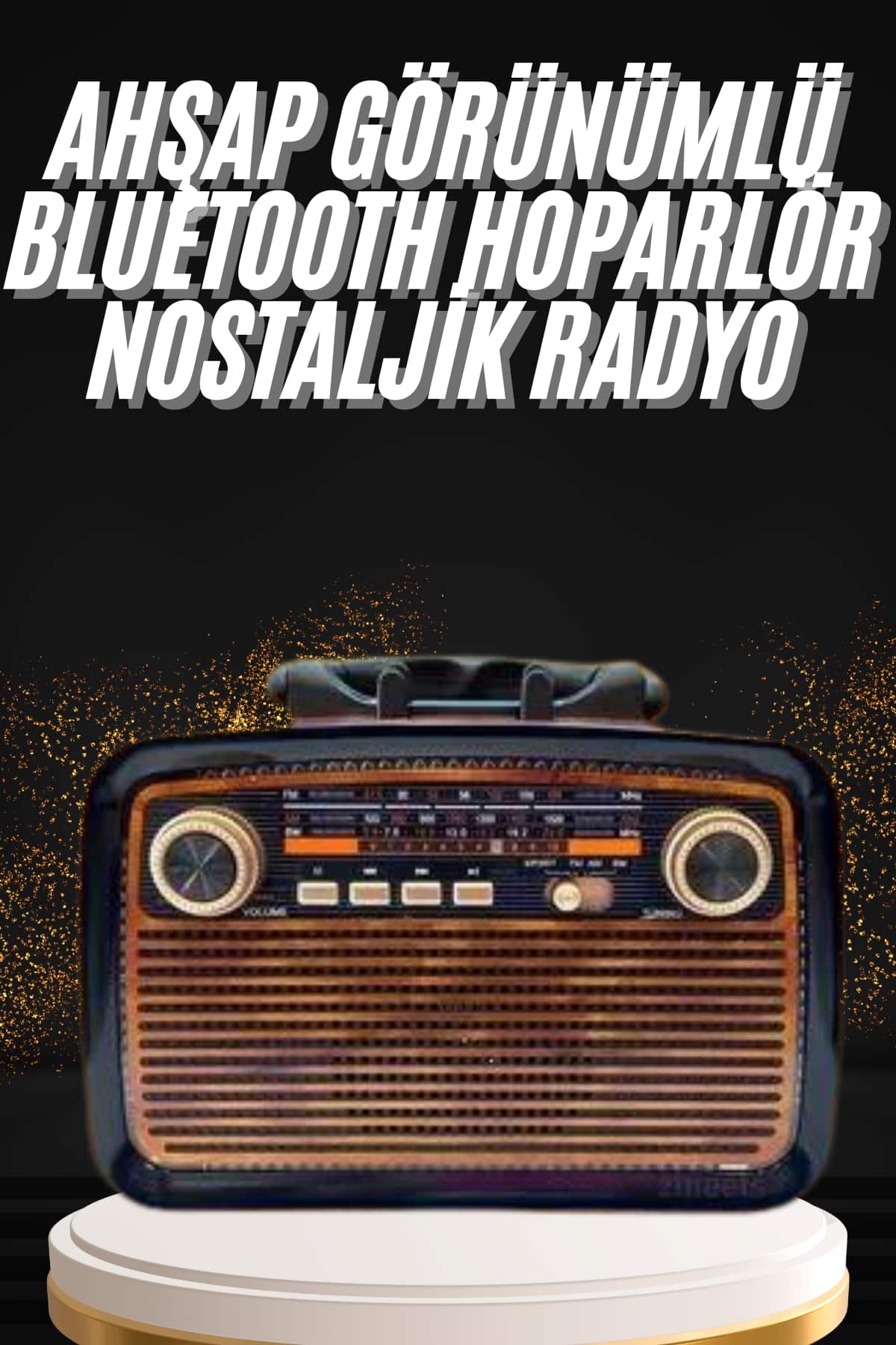 1214704_6-194.jpg Nostaljik Görünümlü Ahşap Radyo TF SD USB Girişli Led Fener Işıklı - Görsel 1