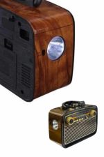 Nostaljik Görünümlü Ahşap Radyo TF SD USB Girişli Led Fener Işıklı - Görsel 4