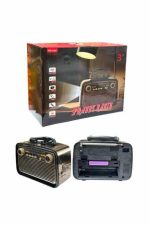 Nostalji Radyo Bluetooth Hoparlör USB-SD Kart Giriş Led Fener Işıklı Bataryalı Pilli - Görsel 3