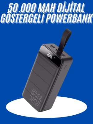 Powerbank 50.000 Mah Dijital Göstergeli Taşınabilir 4 Portlu Hızlı Powerbank