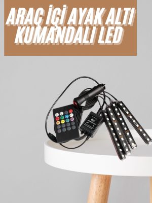 12'Lİ Şerit Led Işık RGB Sese ve Müziğe Duyarlı Araç İçi Ayak Altı
