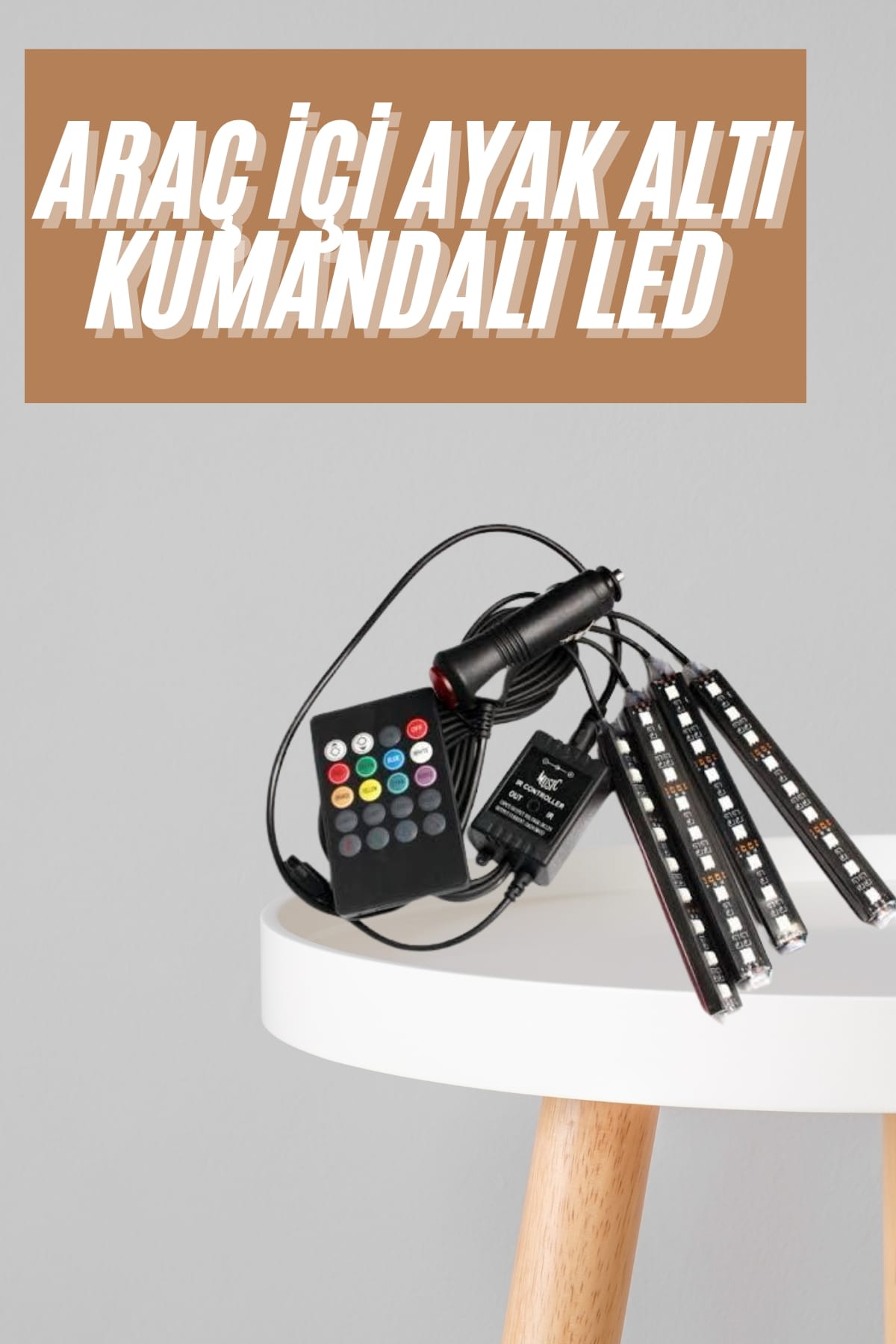 1214713_21-2.jpg 12'Lİ Şerit Led Işık RGB Sese ve Müziğe Duyarlı Araç İçi Ayak Altı - Görsel 1