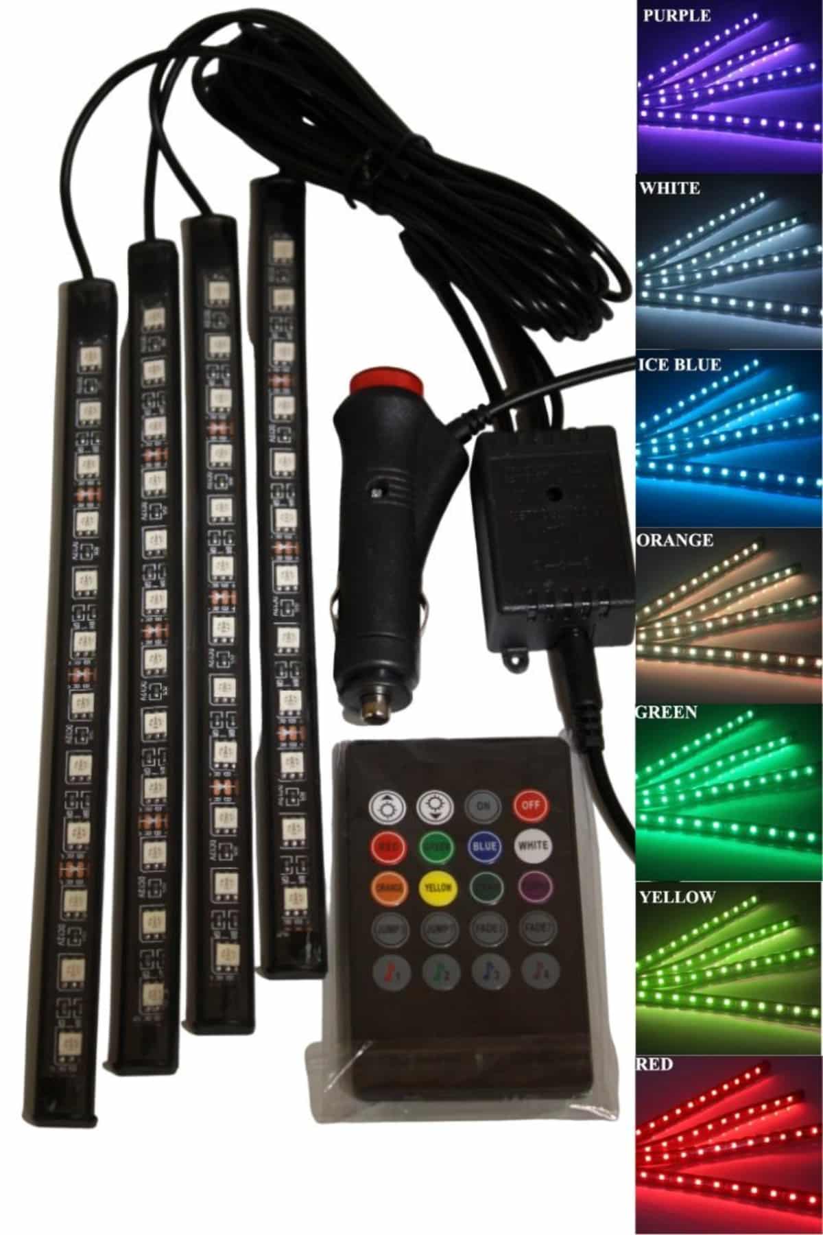 1214713_23-2.jpg 12'Lİ Şerit Led Işık RGB Sese ve Müziğe Duyarlı Araç İçi Ayak Altı - Görsel 3