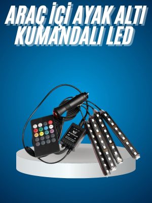 Araç Içi Aydınlatma Kumandalı 12 Led Ayak Altı Led Ambiyans Işığı Sese Duyarlı Kumandalı