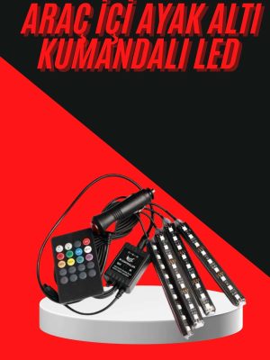12 Ledli RGB Işıklı Araç Içi Ayak Altı Led Oto Ampul Kumandalı 7 Renk