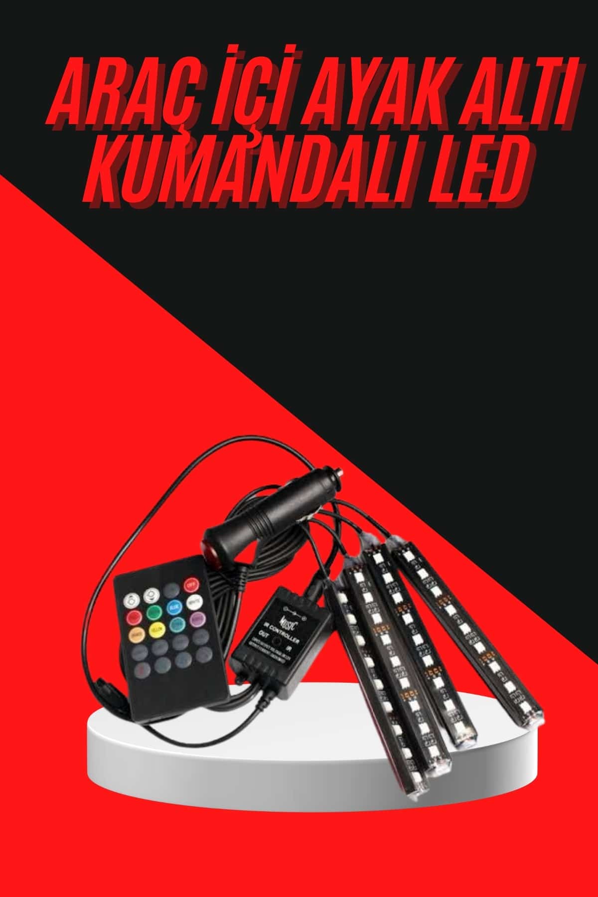 1214717_1-194.jpg 12 Ledli RGB Işıklı Araç Içi Ayak Altı Led Oto Ampul Kumandalı 7 Renk - Görsel 1