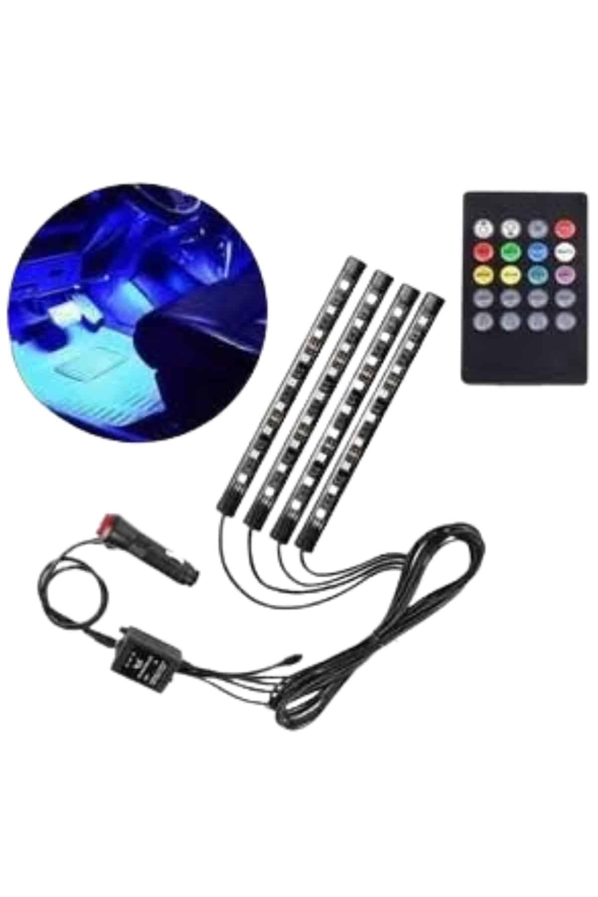 1214717_3-189.jpg 12 Ledli RGB Işıklı Araç Içi Ayak Altı Led Oto Ampul Kumandalı 7 Renk - Görsel 3