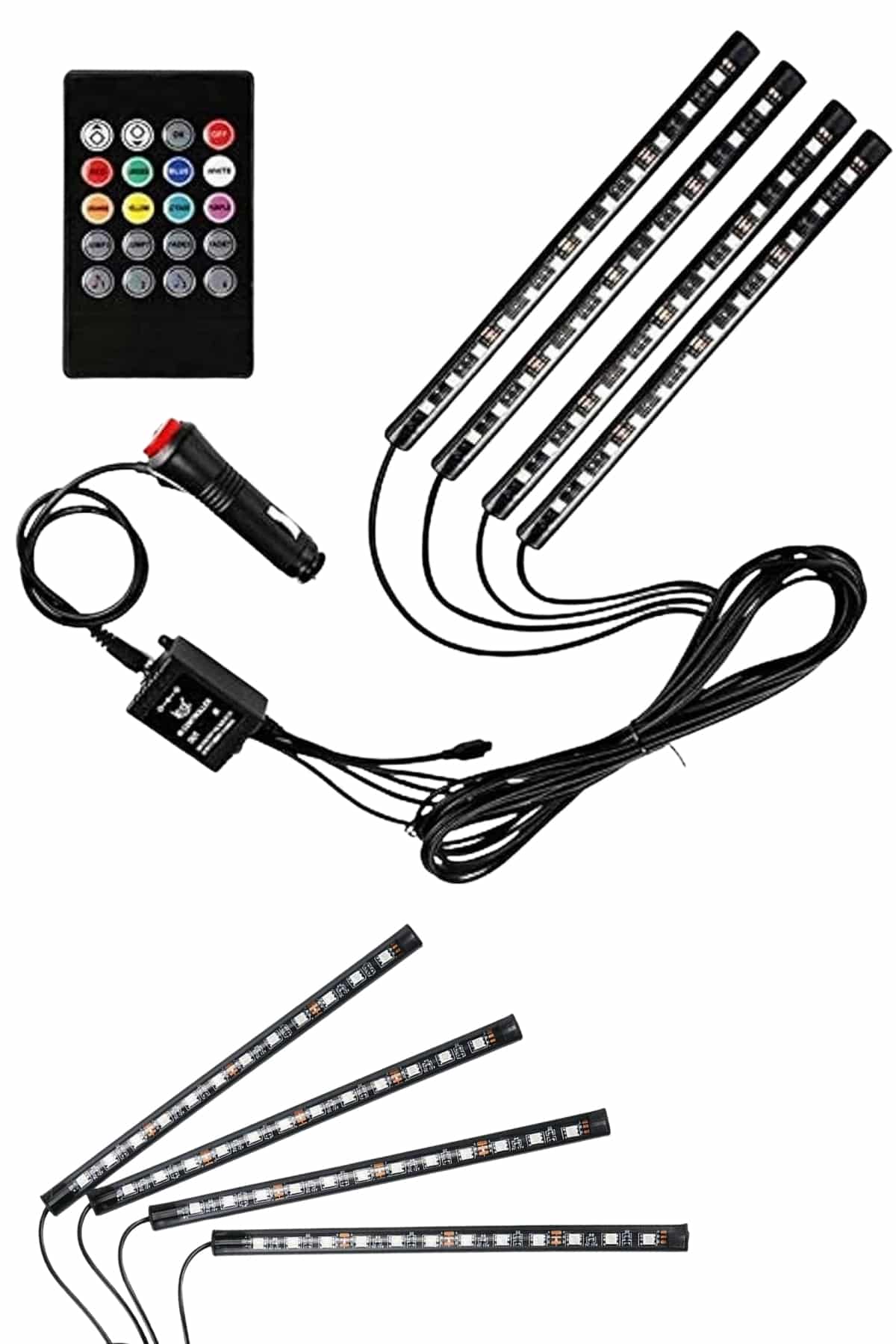 1214717_5-189.jpg 12 Ledli RGB Işıklı Araç Içi Ayak Altı Led Oto Ampul Kumandalı 7 Renk - Görsel 5