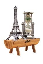 Eyfel Kulesi Tasarımlı Kum Saati Kristalleştirilmiş Kum Saati Dekoratif Ahşap Görünümlü - Görsel 2