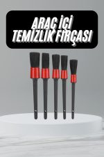 5 Adet Oto Detaylı Temizleyici Araç İçi Temizlik Fırça Seti Koltuk Döşeme Kapı Toz Alma Fırçası