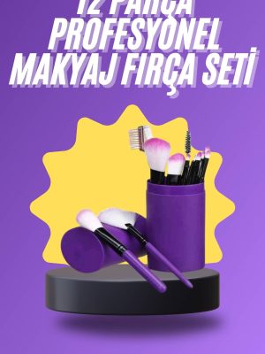 12 Parça Makyaj Fırça Seti Profesyonel Fondöten Allık Far Kontür Fırçası