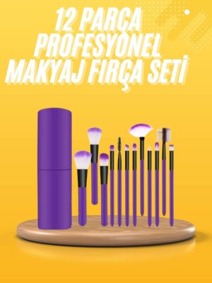 12 Parça Makyaj Fırçası Yumuşak Kıllı Profesyonel Fırça Seti Yüksek Kaliteli Pürüzsüz