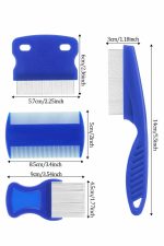 4'lü Bit Pire Tarağı Set Kedi Köpek Evcil Hayvan Tüy Toplayıcı Mavi - Görsel 3
