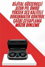 Kablosuz Bluetooth Kulaklık Android ve İOS Uyumlu Led Göstergeli Powerbankli - Görsel 2