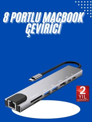 Usb Type-c Hub Dönüştürücü Çevirici Çoklayıcı Macbook Çevirici 8 Portlu