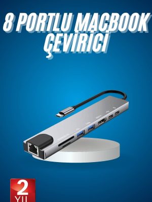8 Port Çoklayıcı Macbook Ile Uyumlu Çoğaltıcı Type-C dönüştürücü TF SD kart