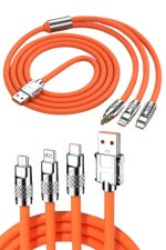 120W 3 İn 1 Uyumlu Silikon Şarj Kablosu Hızlı Şarj Kablosu - Görsel 5