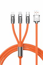 120W Silikon Metal Uçlu LED Işıklı 3 In1 Şarj Kablosu 1.2m - Görsel 3