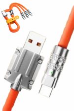 120W Silikon Metal Uçlu LED Işıklı 3 In1 Şarj Kablosu 1.2m - Görsel 5