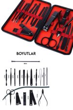 Deri Çantalı Siyah Paslanmaz Çelik 17 Parça Manikür Pedikür Seti - Görsel 4