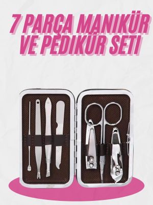 Deri Çanta Hediyeli 7 Parça Manikür-Pedikür Tırnak Bakım Seti