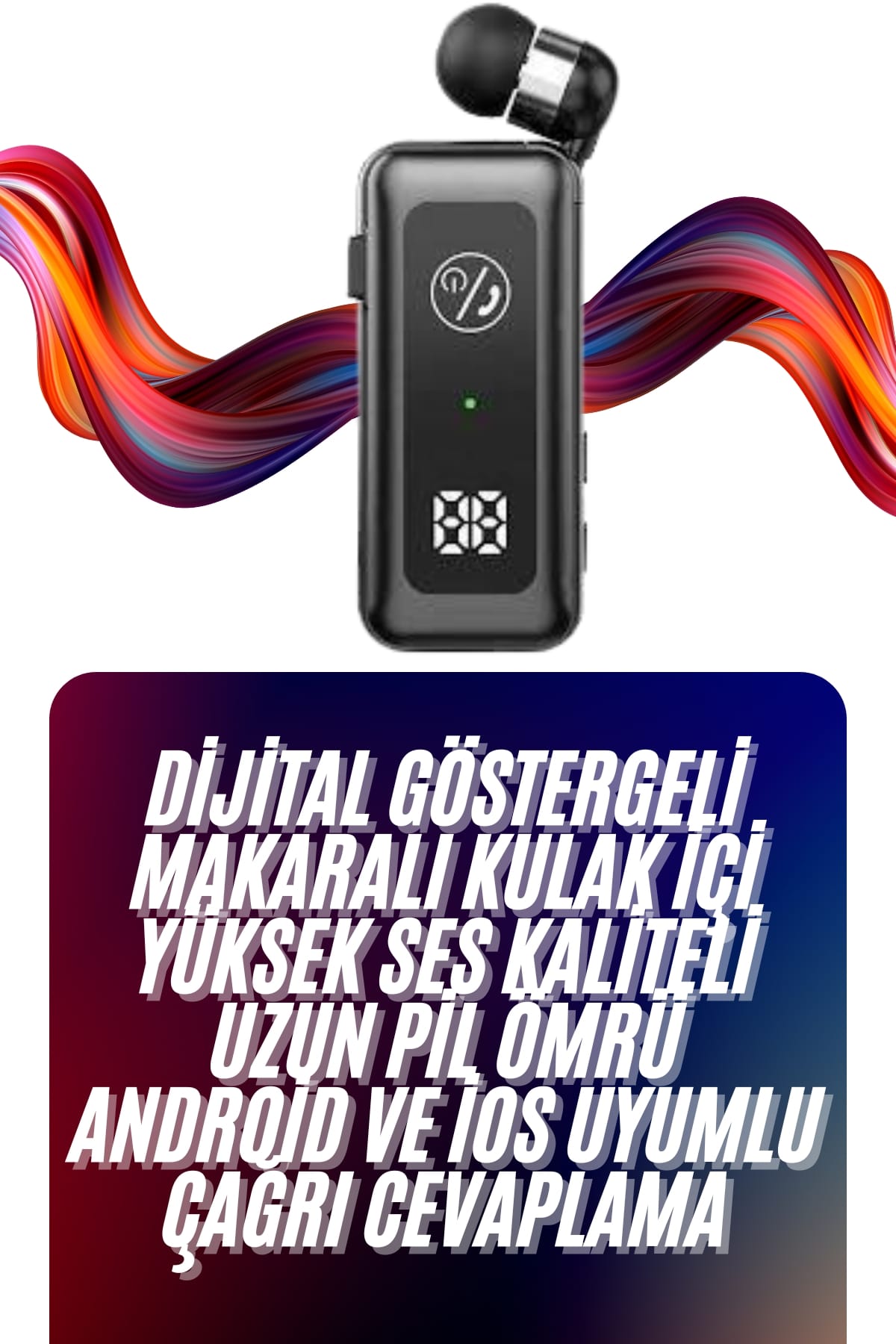 1214815_12-149.jpg Makaralı Bluetooth Kulaklık Telefon Uyumlu Makaralı TF Kart Girişli Güç Göstergeli - Görsel 2