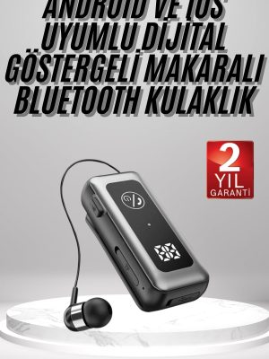 Makaralı Kulaklık SD Kart Girişli Dijital Göstergeli Kablolu Bluetooth Kulaklık