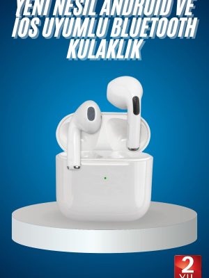 Bluetooth Kulaklık Beyaz Çağrı Cevaplama Dokunmatik Kontrol Kablosuz