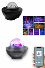 Masa ve Gece Lambası Renkli Projektör Işıklı Disko Topu Bluetooth Hoparlör - Görsel 4