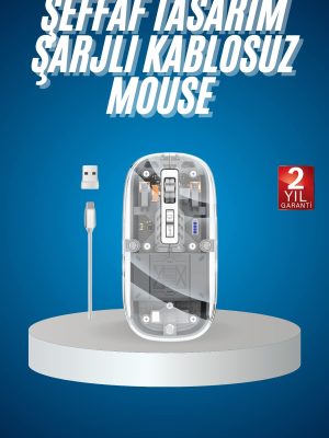 Sessiz Tıklama Çift Modlu Bluetooth Ve Alıcı Şeffaf Mouse Fare