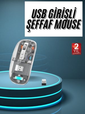 Kablosuz Mouse Fare Şarjlı Bluetooth Wireless Çift Modlu Sessiz