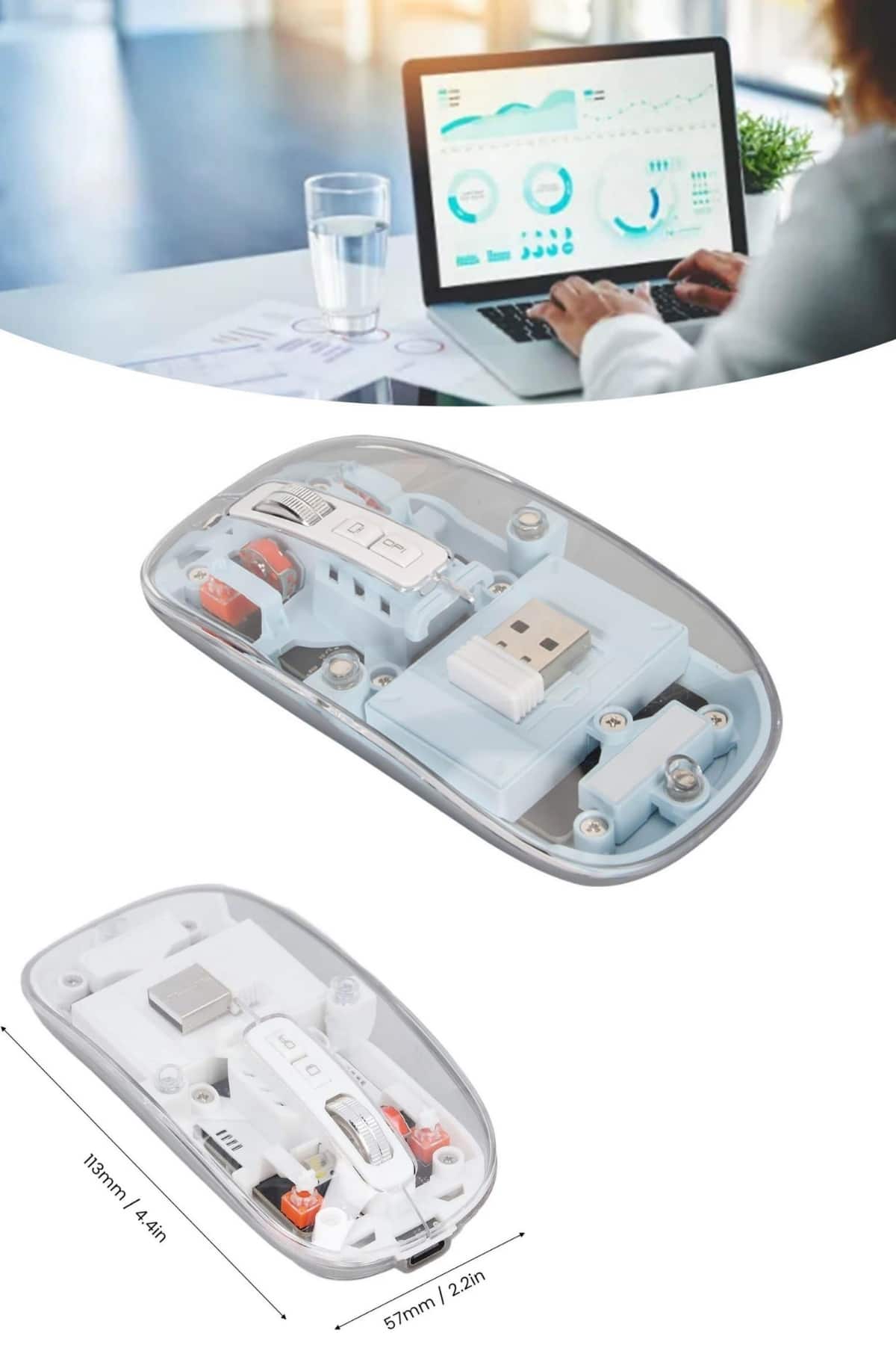 1214853_5-136.jpg Kablosuz Mouse Fare Şarjlı Bluetooth Wireless Çift Modlu Sessiz - Görsel 5