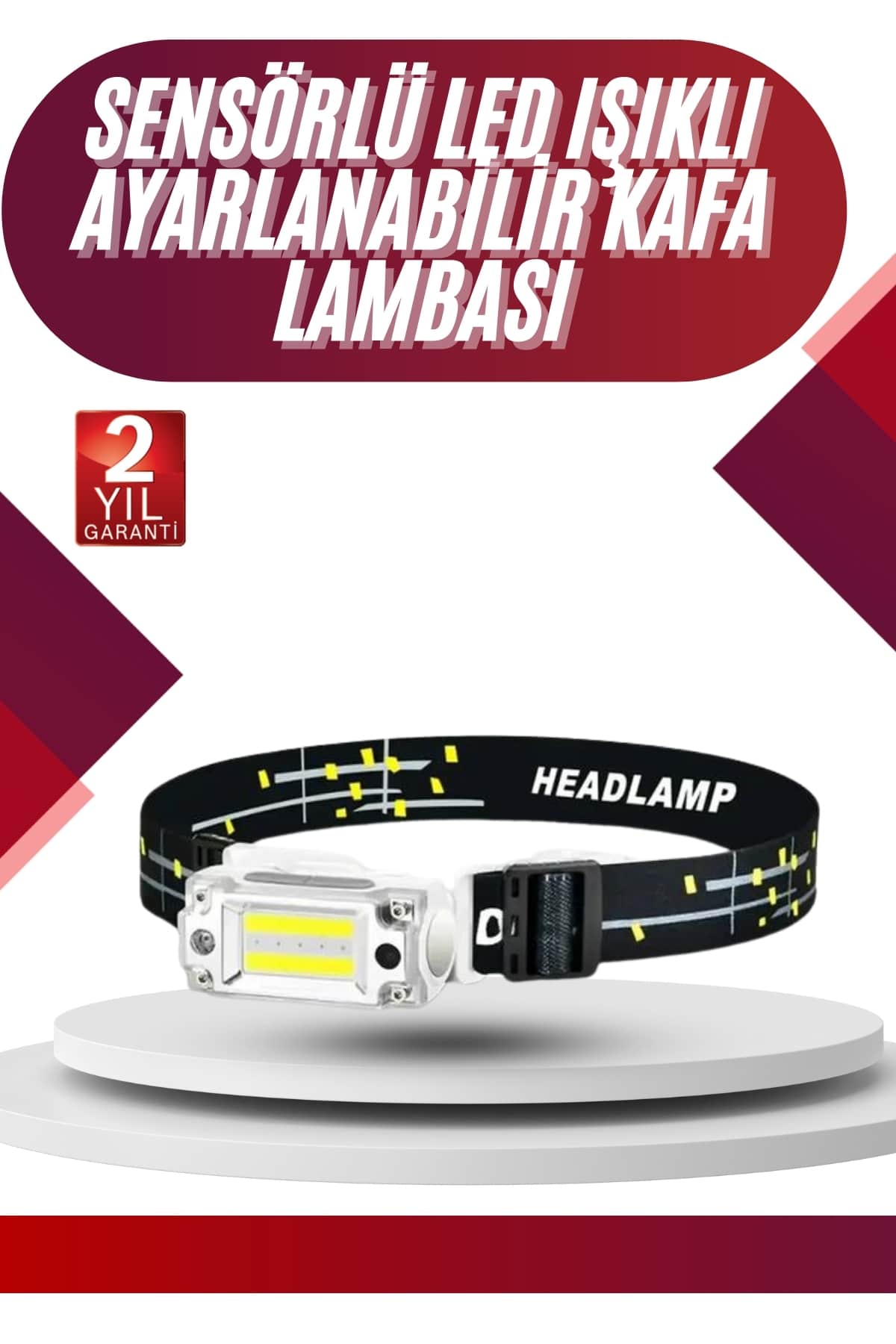 1214873_6-129.jpg Yüksek Işıklı Şarjlı ve Sensörlü LED Kafa Lambası Kamp Lambası - Görsel 1