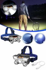 5 LED Far Şarj Edilebilir Güçlü Kafa Lambası Kamp Lambası 4 Modlu (Kopya) - Görsel 3
