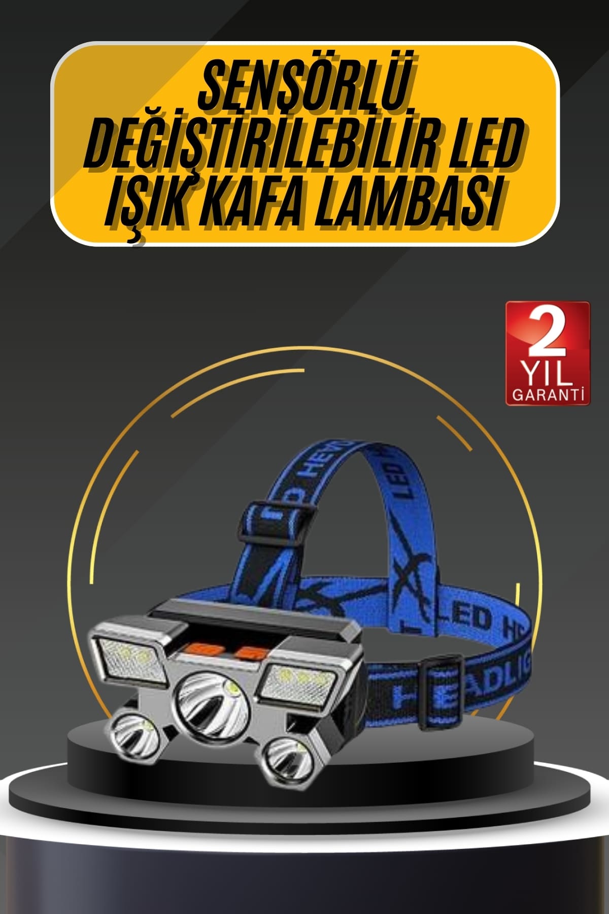 1214881_1-128.jpg Kafa Lambası 800 Lümen 4 Mod Yüksek Işık Flaşörlü Şarjlı Led Lamba - Görsel 1