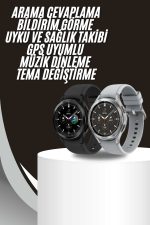 Akıllı Saat Bluetooth Bağlantılı Yuvarlak Ekran Plastik Kordonlu - Görsel 2