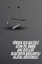 100 Saat Bluetooth Kulaklık Dijital Göstergeli ANC Özelliği Kablolu - Görsel 2