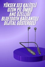 Boyun Bantlı Kablolu Yüksek Ses Kaliteli Bluetooth Kulaklık Uzun Pil Ömrü 100 saat sarj - Görsel 2