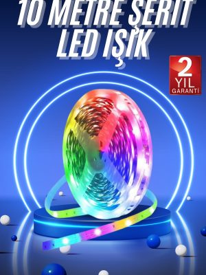 RGB Neon Şerit Led Lamba 10 Metre İç Mekan Tasarımına Uygun