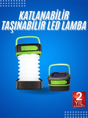 Kamp Lambası Katlanabilir Lamba Solar Şarjlı Led Lamba El Fenerli