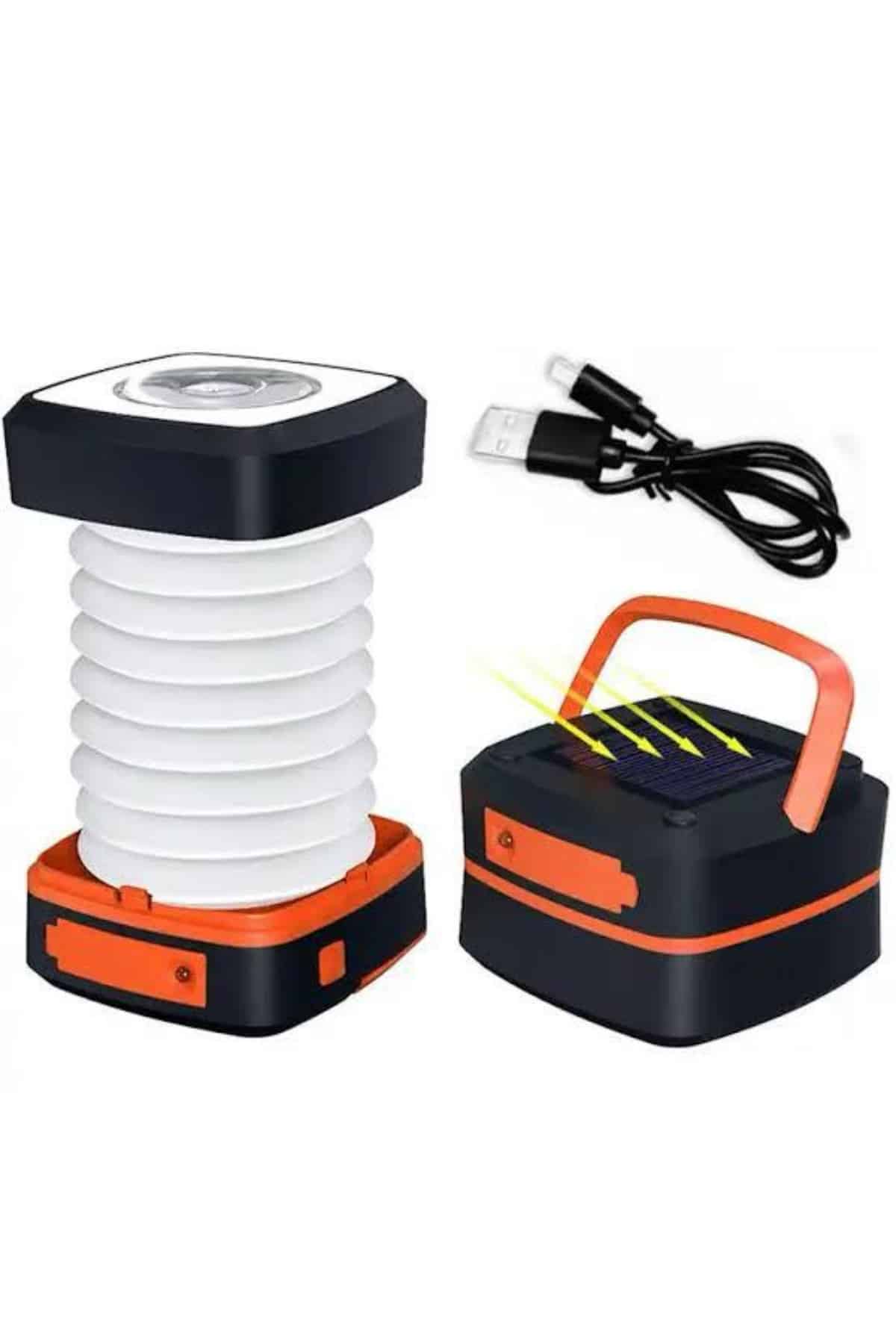 1214936_15-96.jpg Kamp Lambası Katlanabilir Lamba Solar Şarjlı Led Lamba El Fenerli - Görsel 5