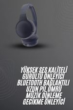 Kablosuz Bluetooth Kulaklık Kulak Üstü Ayarlanabilir Uzun Ömürlü - Görsel 2