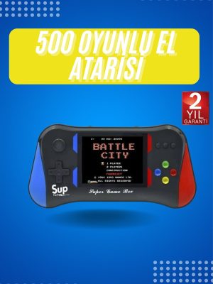 3.5 İnç 500 Klasik Retro Oyun Yüklü Kollu Oyun Konsolu
