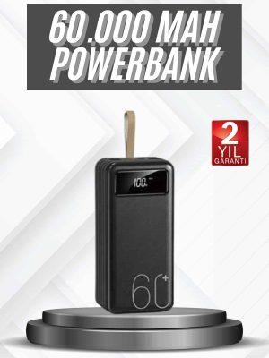 Hızlı Şarj 4 Çıkışlı Powerbank 60.000 Mah Taşınabilir Dijital Göstergeli