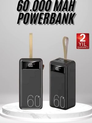Powerbank 60.000 Mah Taşınabilir Şarj Hızlı El Fenerli Dijital Göstergeli
